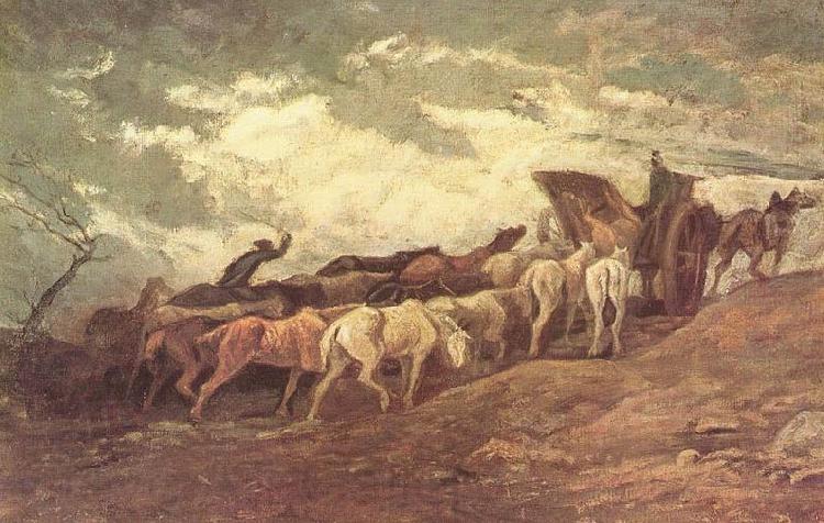 Honore Daumier Pferdezug France oil painting art